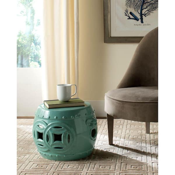 SAFAVIEH Mei Double Coin Light Blue Ceramic Garden Stool