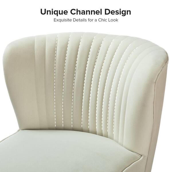 JAYDEN CREATION Monica Modern Ivory Velvet Comfy Living Room