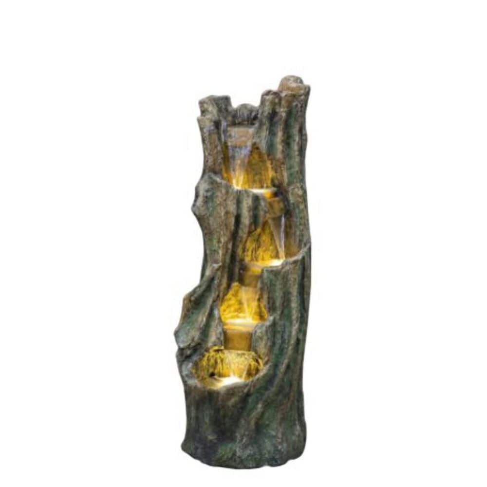 Timberis 39.4 in. Resin Cascading Tree-Style Outdoor Patio Garden Waterfall Fountain with LED Lights price history on PriceWatchPro