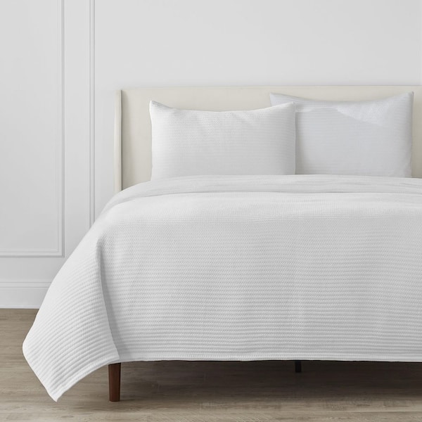 Home Decorators Collection 3-Piece White Textured Cotton Full/Queen Coverlet Set