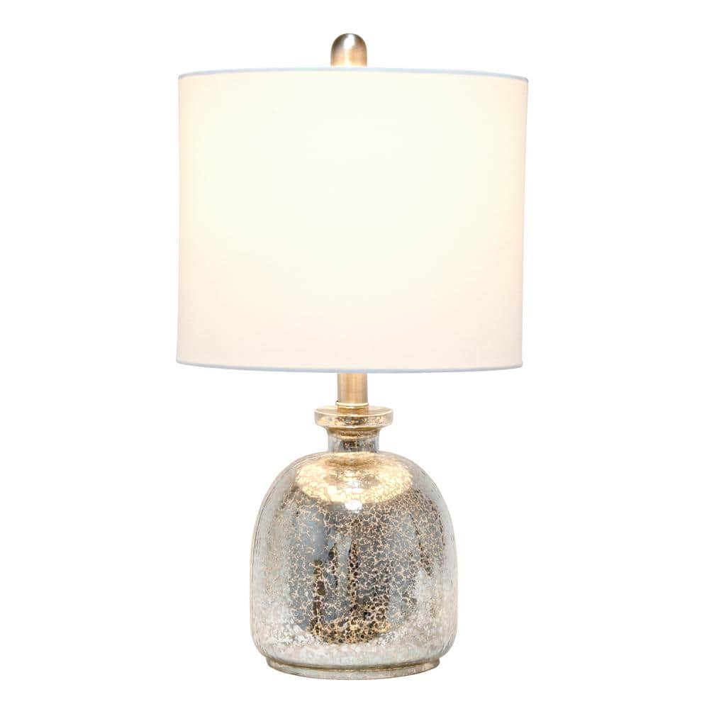 20" White and Mercury Textured Glass Table Lamp
