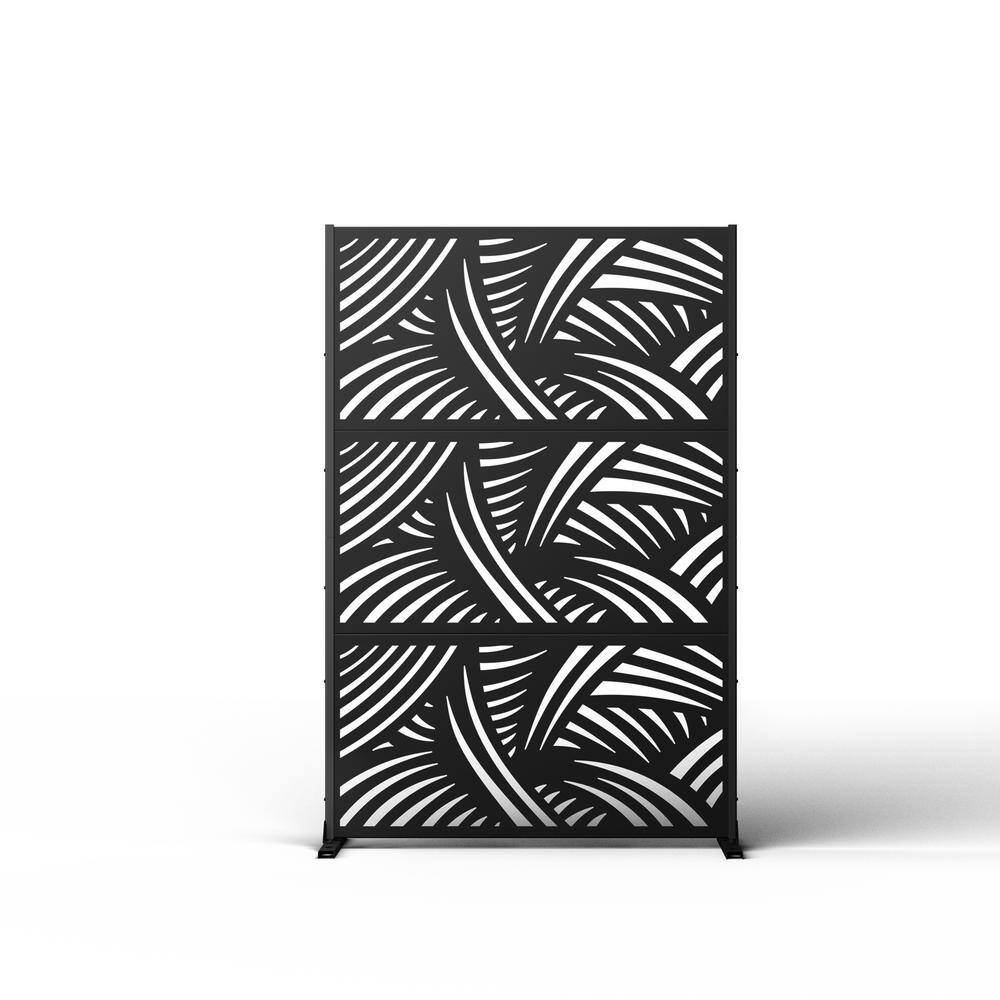 PexFix 71 in. x 47 in. Modern Black Patio Privacy Screen with Stand