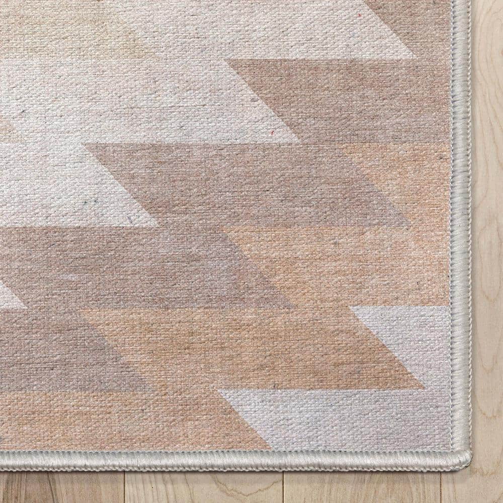 Beige and Blue Southwestern Chenille Rectangular Area Rug 5'3" x 7'3"