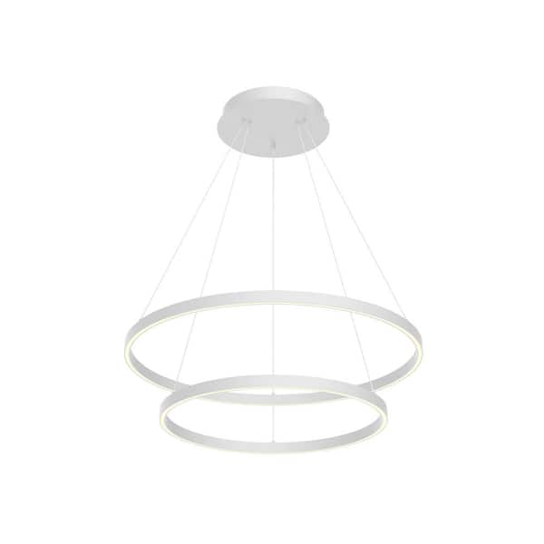 KUZCO Cerchio 32 in. 2-Light 138-Watt White Integrated LED Chandelier