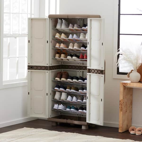 Powder Coated Wooden Shoe Racks, 8 Shelves, Floor Mount