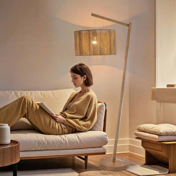 bessten Pangea 65 in. Pine wood Modern 1-Light Floor Lamp with