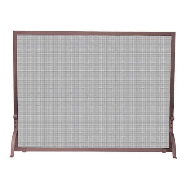 UniFlame Antique Copper Finish 44 in. W Steel Single-Panel Fireplace Screen with Heavy Guage Mesh and Heavy Duty Support Legs