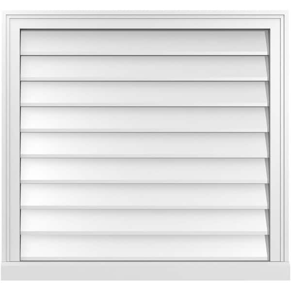 Ekena Millwork 32" x 30" Rectangular White PVC Paintable Gable Louver Vent Non-Functional