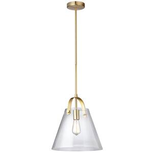 1-Light Clear Pendant with Aged Brass Metal Shades