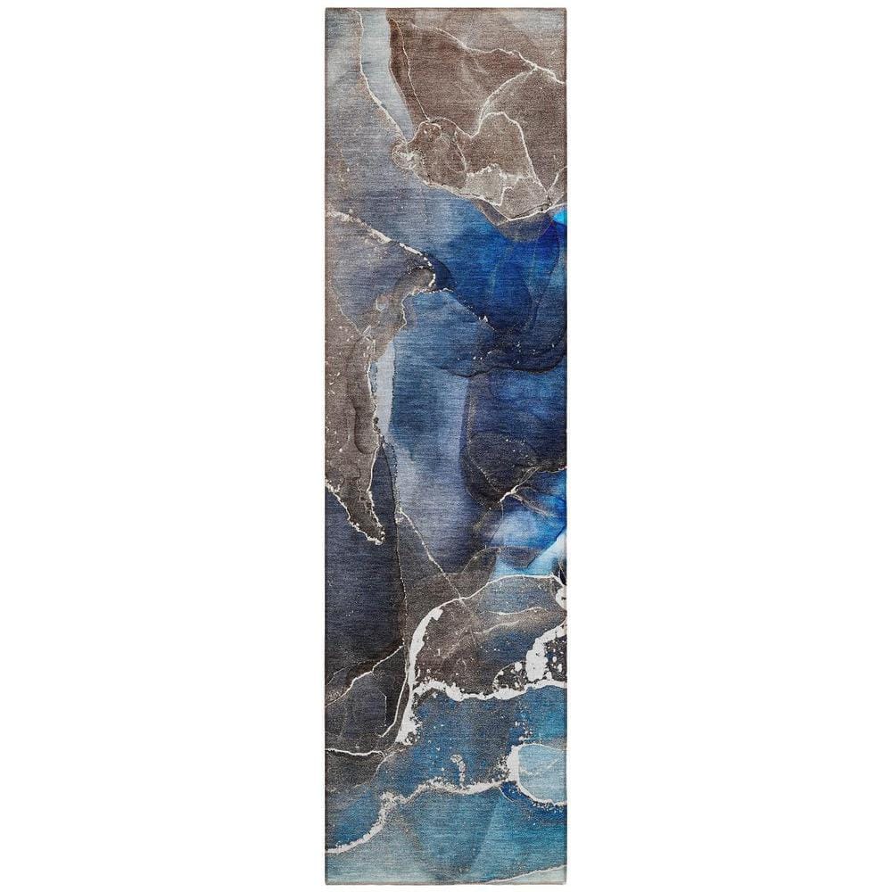 Blue 2 ft. x 7 ft. Abstract Indoor / Outdoor Area Rug price history on PriceWatchPro