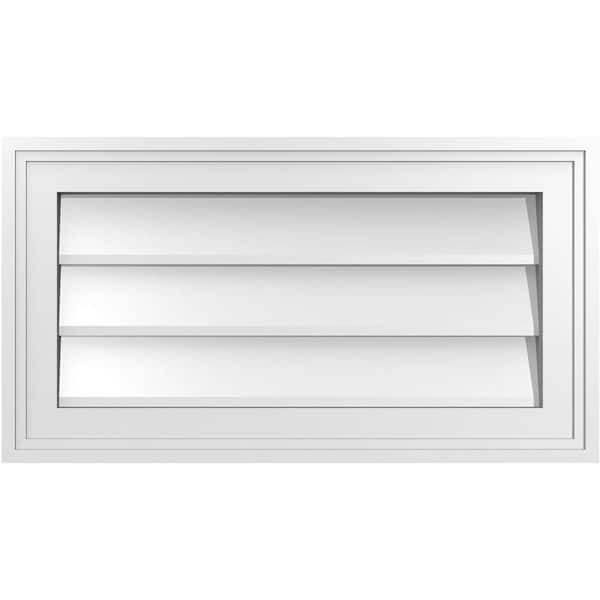 Ekena Millwork 22" x 12" Vertical Surface Mount PVC Gable Vent: Non-Functional with Brickmould Frame