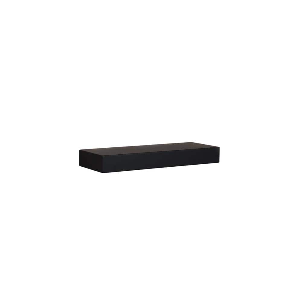 Black 3-Tier Solid Wood Floating Wall Shelves