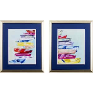 21 X 18 in. Vibrant Boats Watercolor Wooden Wall Art (Set of 2)