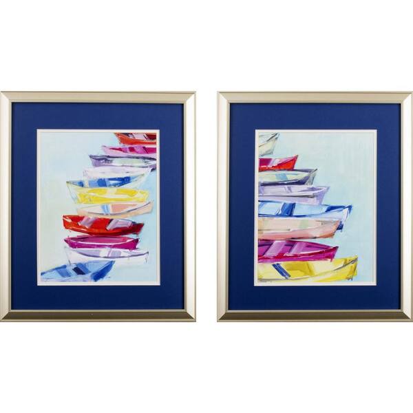HomeRoots Victoria Vibrant Boats by Unknown Wooden Wall Art (Set of 2)