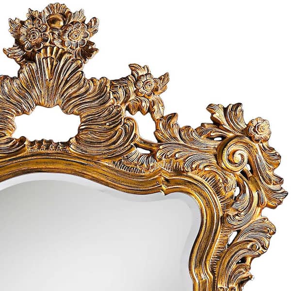 Marley Forrest Large Arch Antique Museum Gold And Accented With White Wash Highlights Classic Mirror 56 In H X 42 W 2147 The Home Depot - Old Vintage Wall Mirrors