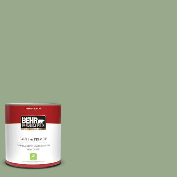 BEHR PREMIUM PLUS 1 qt. PPU1105 Pesto Green Flat Low Odor Interior