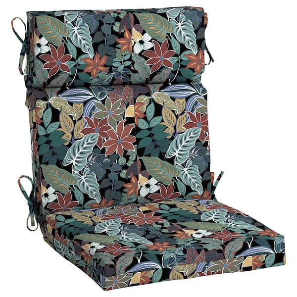 Hampton Bay 20 in. x 20 in. One Piece Outdoor High Back Dining Chair Cushion in Whimsy Floral