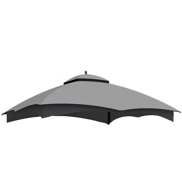 Unbranded Outdoor Replacement Canopy Top Double Tier Gazebo Roof Cover w/ Air Vent 10 x 12 Gray Gazebo Cover, Replacement Top Only