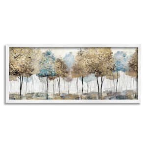 "Rustic Country Orchard Landscape Abstract Tall Trees" by Nan Framed Nature Wall Art Print 13 in. x 30 in.