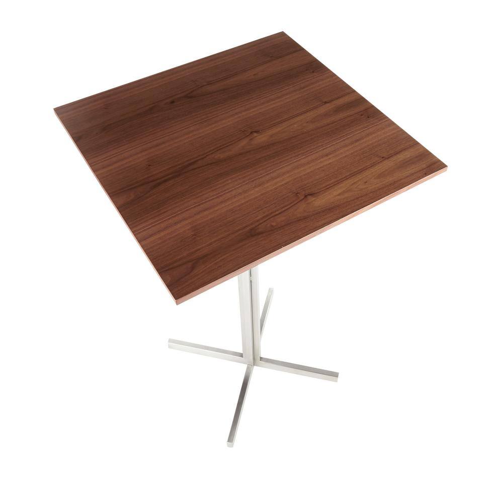 Walnut and Stainless Steel Square Bar Table