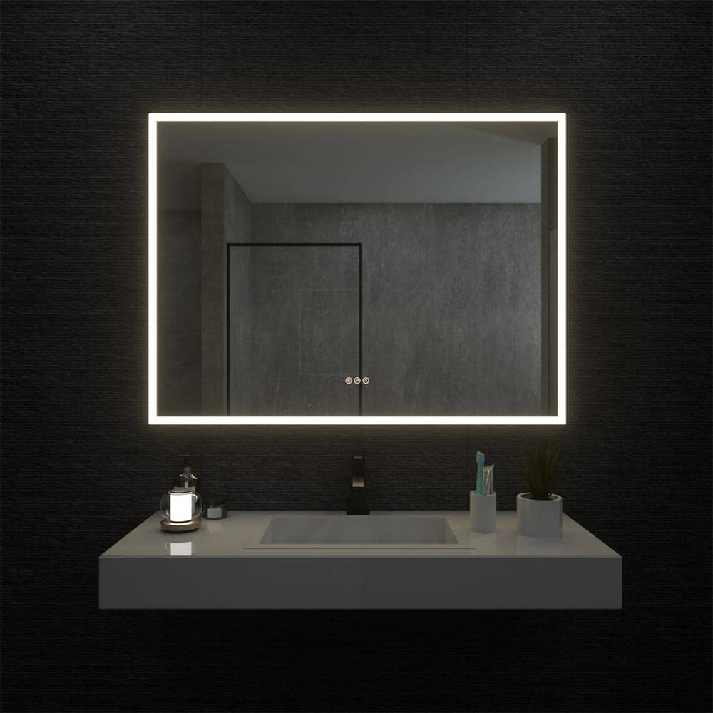 niveal 48 in. W x 36 in. H Rectangular Frameless LED Wall Bathroom Vanity  Mirror LMO04-4836DF2 - The Home Depot