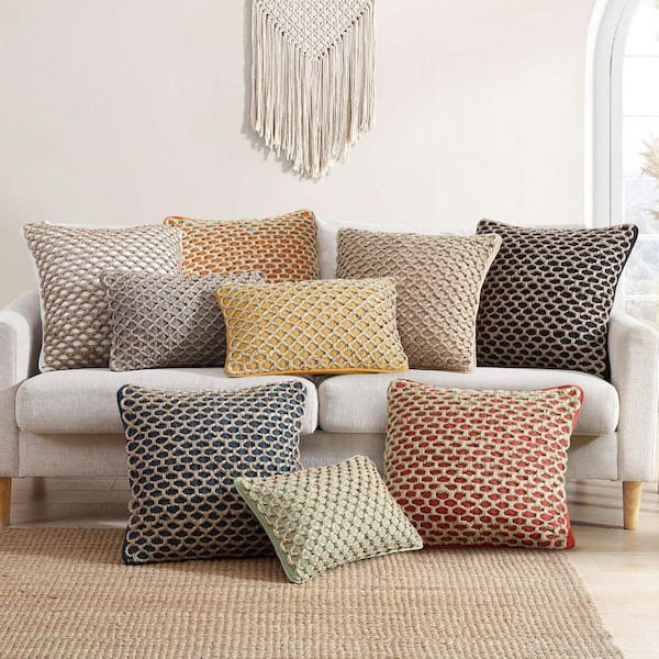 Boho Living Jada Sage Green Geometric Braided Polyester 18 in. x 18 in. Throw Pillow (Set of 2) YMP027696