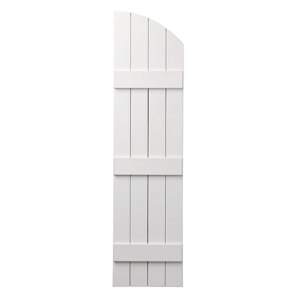 Ply Gem 15 in. x 61 in. Polypropylene Plastic Arch Top Closed Board and Batten Shutters Pair in White