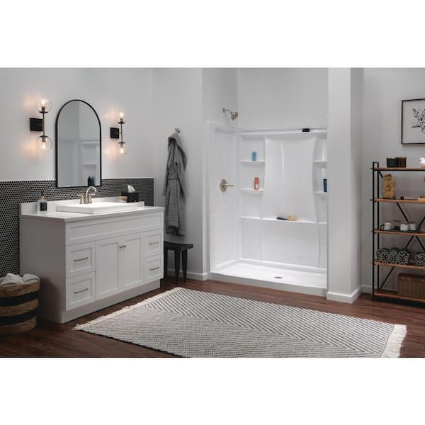 Classic 500 60 in. W x 73.25 in. H x 32 in. D 3-Piece Direct-to-Stud Alcove Shower Surrounds in High Gloss White