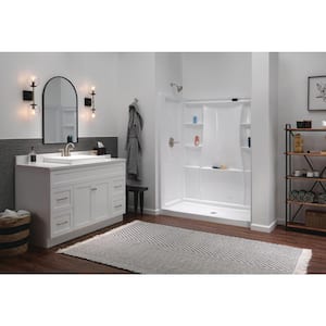 Classic 500 60 in. L x 32 in. W Alcove Shower Pan Base with Center Drain in High Gloss White
