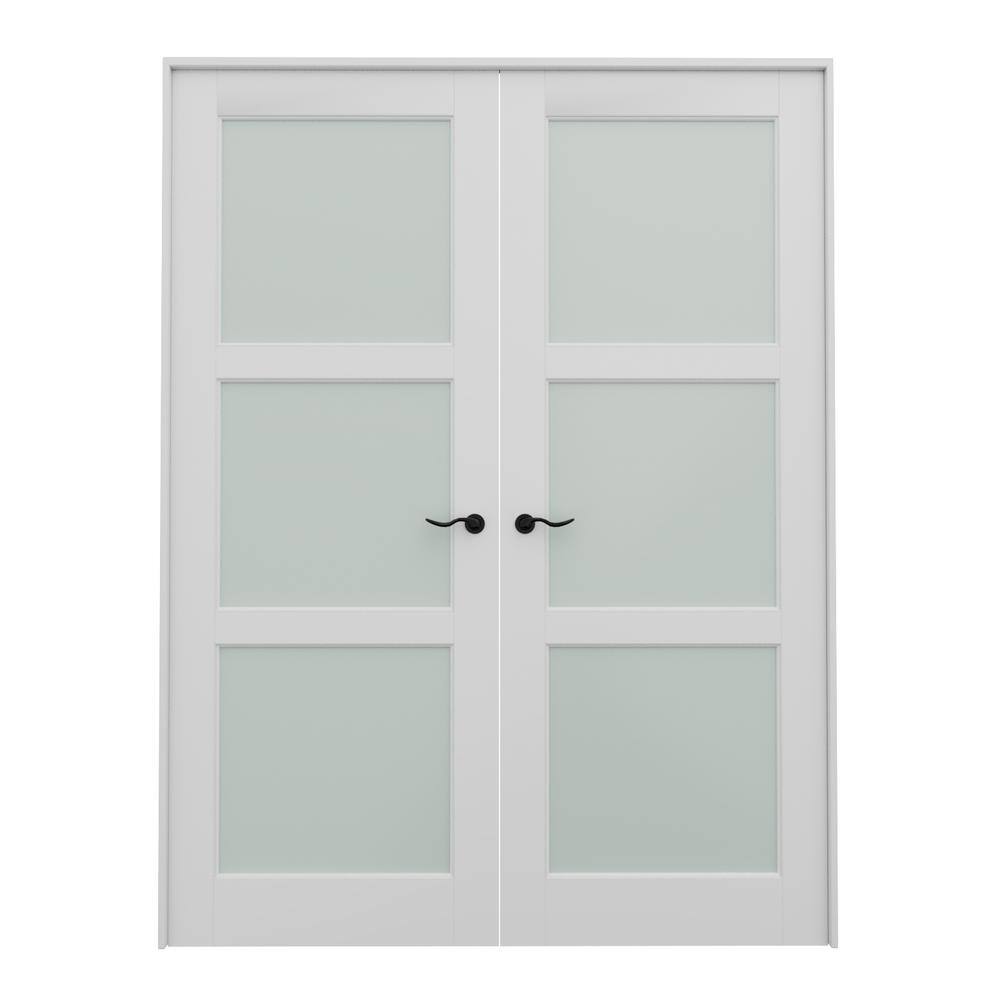 ARK DESIGN 60 in. x 96 in. Universal Handed 3Lite Frosted Glass Solid