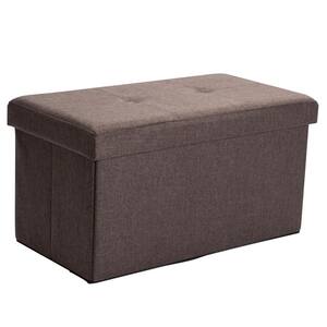Espresso Linen Look Double Folding Ottoman