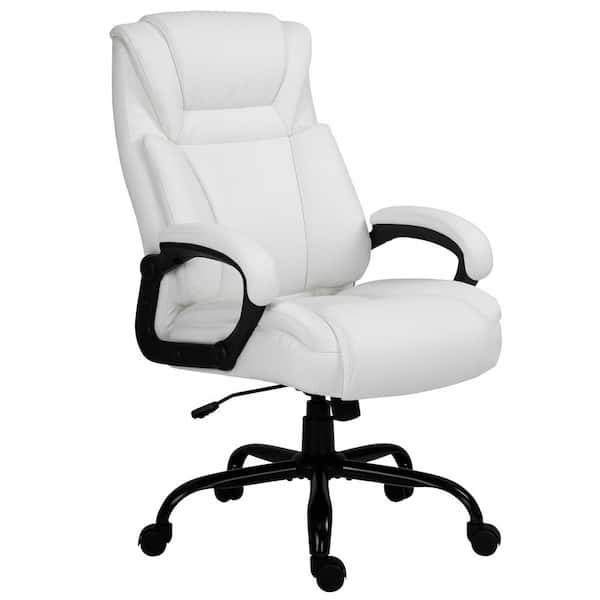 Height Adjustable Upholstery MidBack Office Desk Chair Faux Leather Swivel,White 
