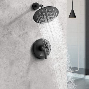 Single Handle 1-Spray Round Shower Faucet Head In Matte Black (Valve Included)