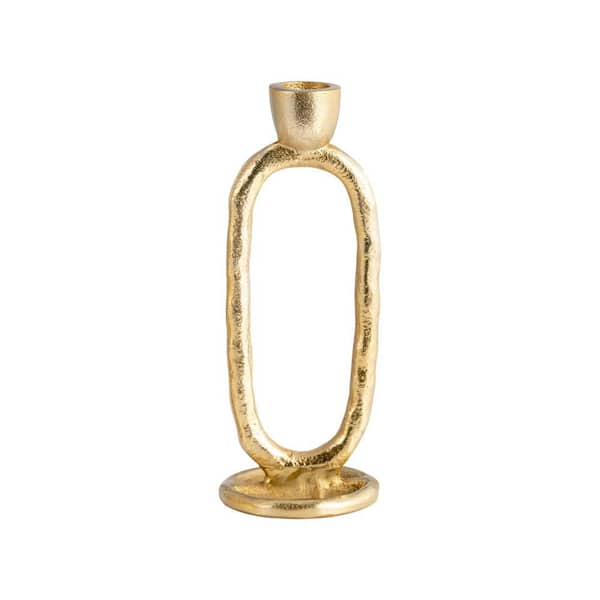 Liv & Skye Gold 8 in. Metal Open Oval Taper Candle Holder