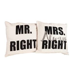 Ivory Mr Right Ms Always Right Throw Accent Decorative Pillow (Set of 2)