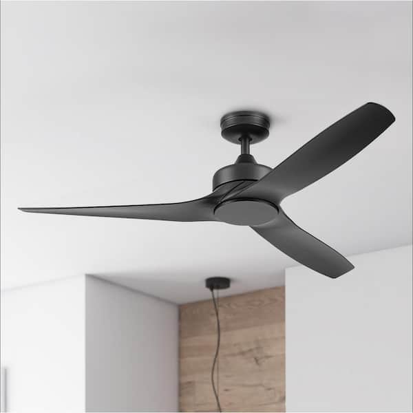 Lynton 52 in. Indoor/Outdoor 3-Blade Matte Black Ceiling Fan with Remote Control