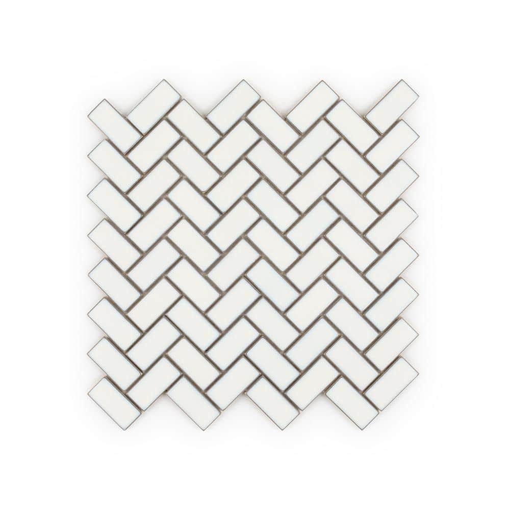 Floeberg Off-White 11.125 in. x 11.125 in. Herringbone Glossy Porcelain Wall and Floor Mosaic Tile (12.88 sq. ft. /Case) price history on PriceWatchPro