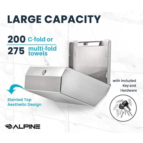 Stainless Steel Brushed C-Fold/Multi-Fold Commercial Paper Towel Dispenser, 7 in. H x 10.8 in. W x 3.9 in. D