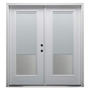 72 in. x 80 in. Internal Blinds Left-Hand Inswing Full Lite Clear Low-E Primed Fiberglass Smooth Prehung Front Door