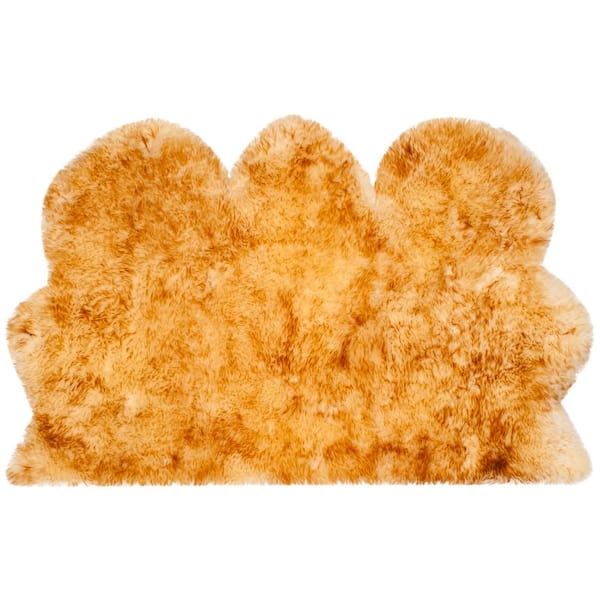 Sheep Skin 3 ft. x 5 ft. Champagne/Copper Brown Solid Color Area Rug