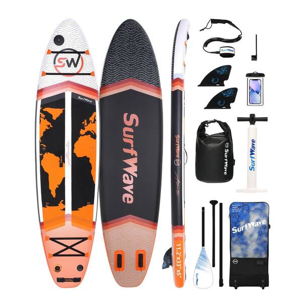 Lycvki 132.00 in. Black and Orange Inflatable Stand Up Paddle
