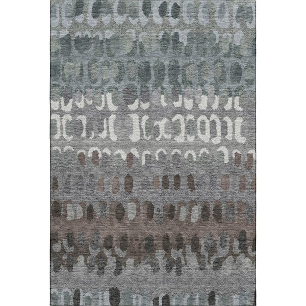 Mayfield Premium Machine Washable Abstract AMF2529 Basil 9 ft. x 12 ft. Area Rug