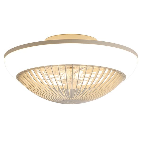 15 in. Indoor White Smart Caged Enclosed Profile Ceiling Fan with Integrated LED Light and Remote