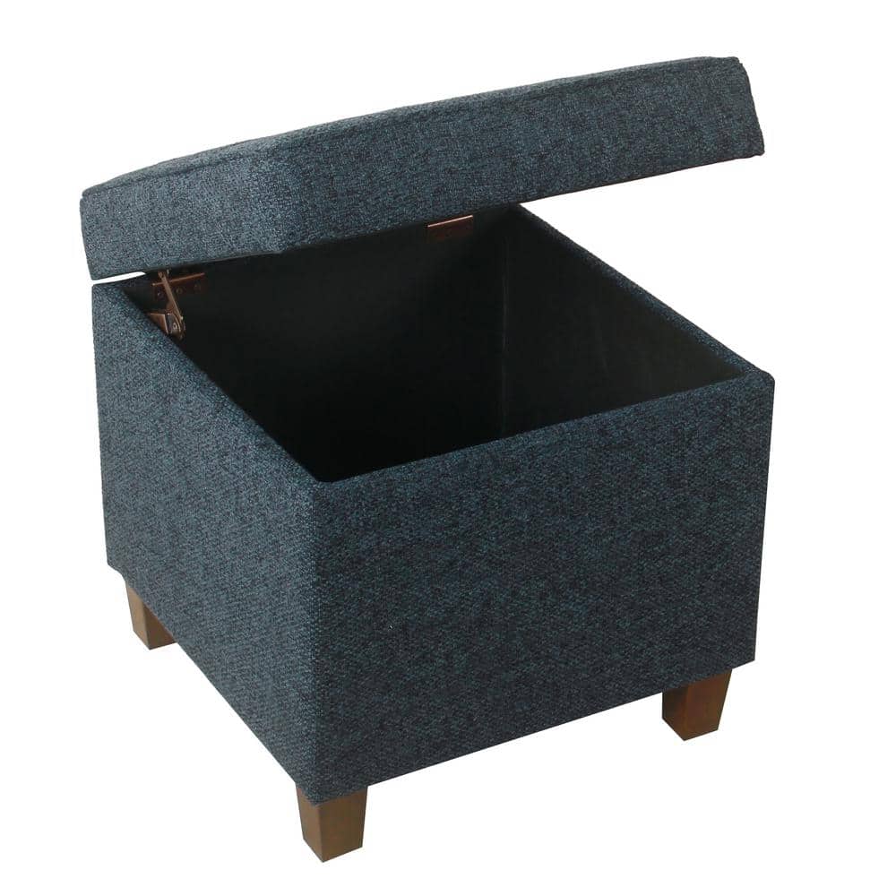 Small Textured Navy Tufted Storage Ottoman