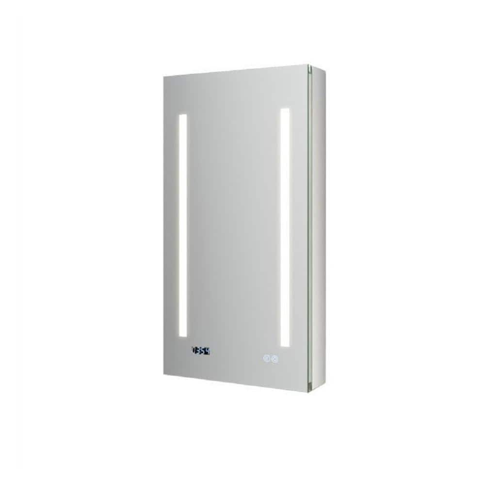 Fresca Tiempo 15 in. W x 30 in. H Rectangular Aluminum Medicine with Mirror, LED