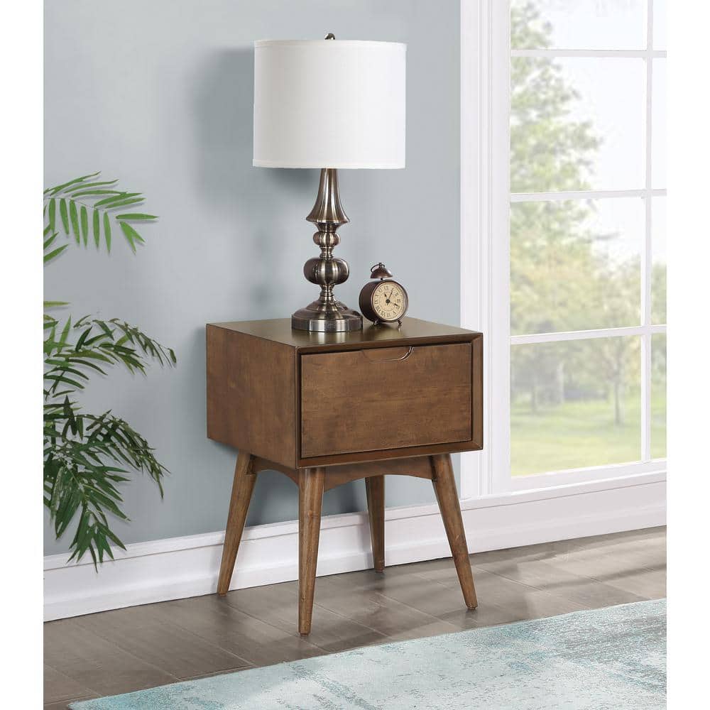 Copenhagen 15 in. Walnut Rectangle Wood Accent Console Table with Drawer