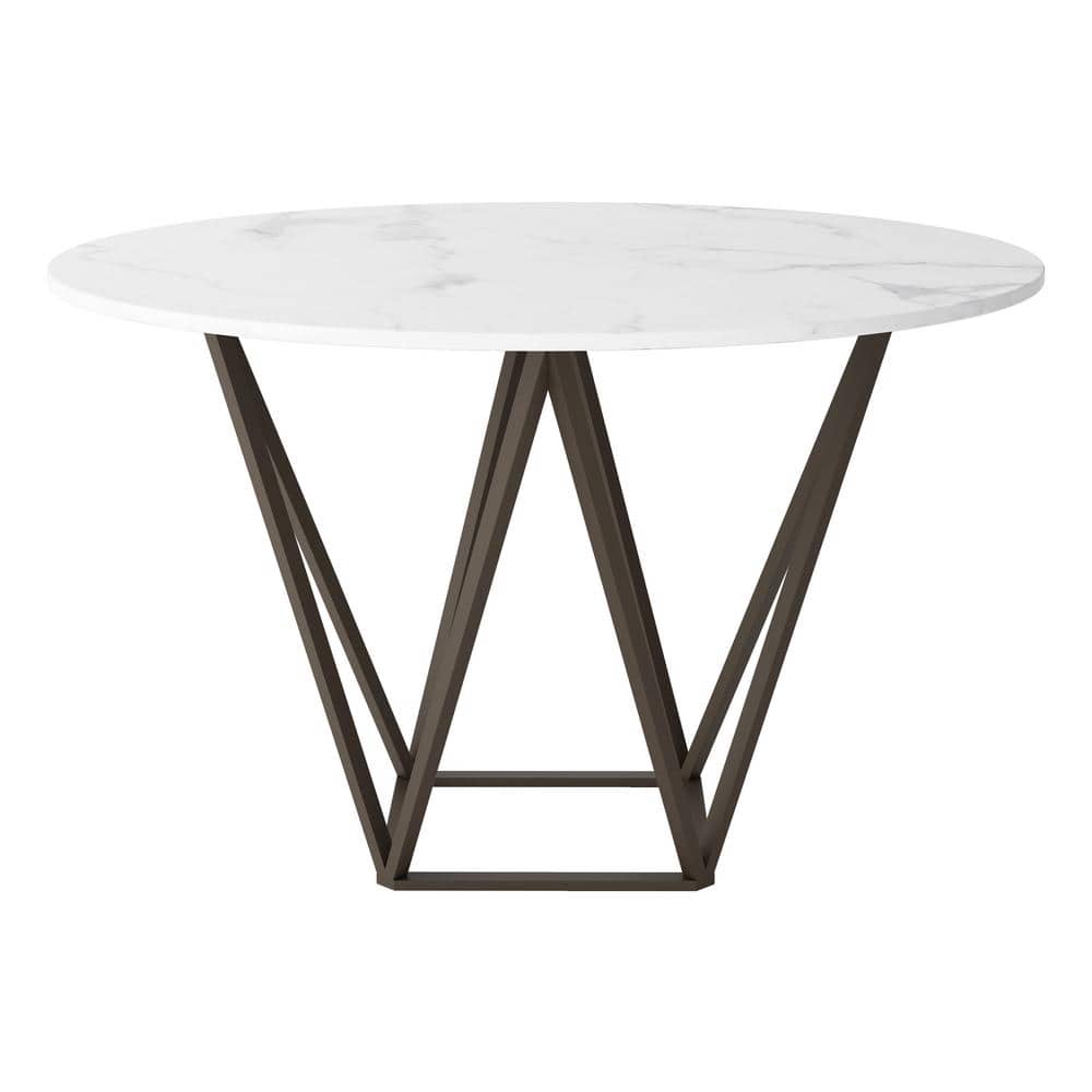 Contemporary Scandinavian 51'' Round Marble Dining Table