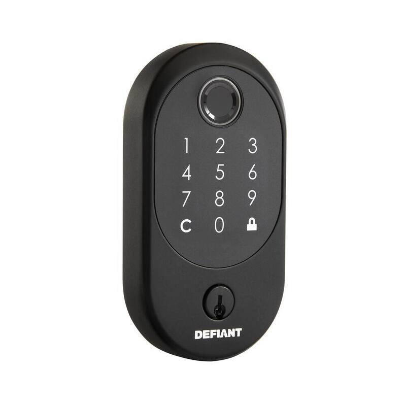 Hubspace Matte Black Round Biometric Fingerprint Electronic Touchpad Deadbolt