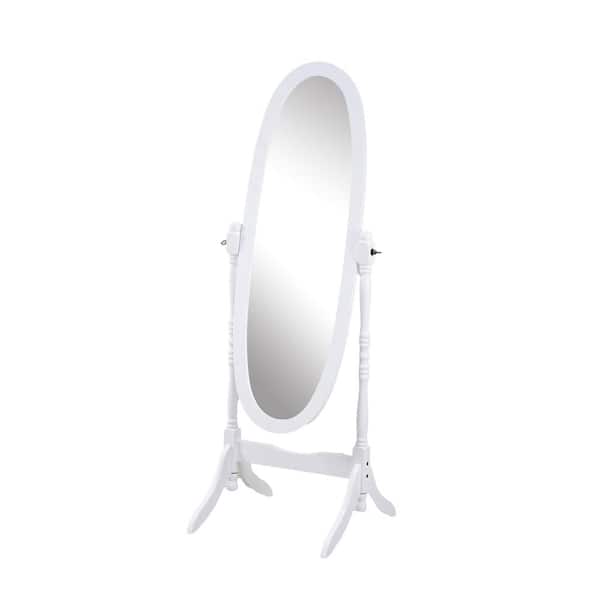ilemong White Finish 22.5 in. W x 59.25 in. H Wood Floor Cheval Mirror Modern Home Decor for Living Room Bedroom Cloakroom