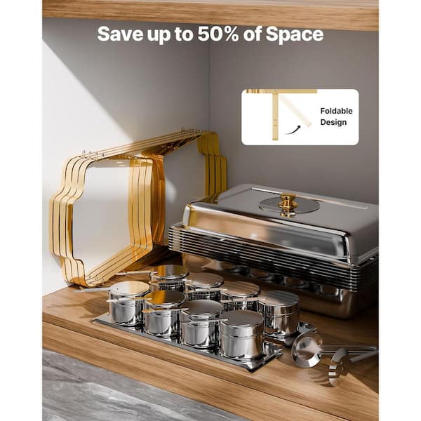 SVOPES Chafing Dish Buffet Set, 8 qt. 4-Pack, Silver, Stainless